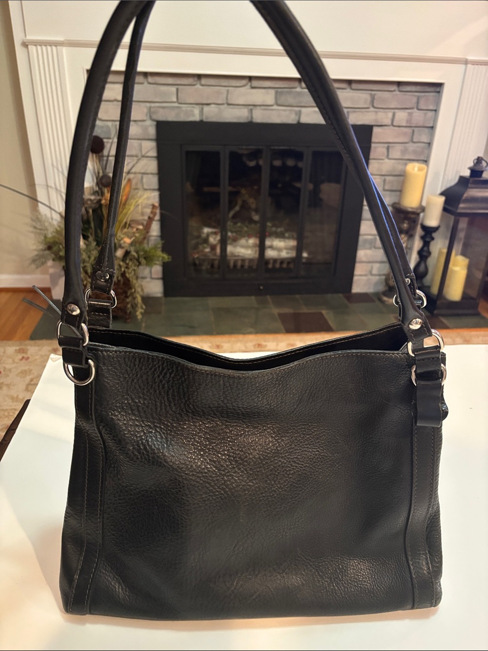 Scuola del Cuoio Firenze Classic Black Leather Shoulder Bag